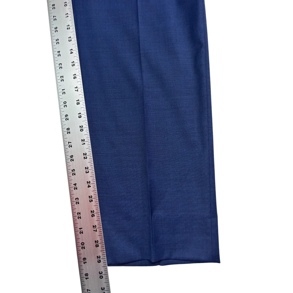 Tommy Hilfiger 42S 40x29 Navy Blue 2pc Pant Suit Stretch Wool Flat Front Mens